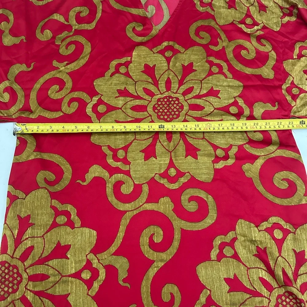 Natori Red and Gold Maxi Dress